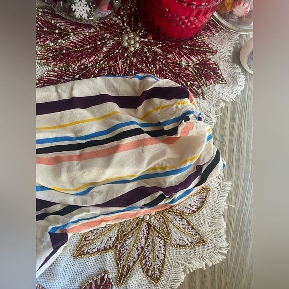 LOST + WANDER Mini Dress Cory Rainbow Cream Sz Medium  Striped Lined Boho - Picture 6 of 15